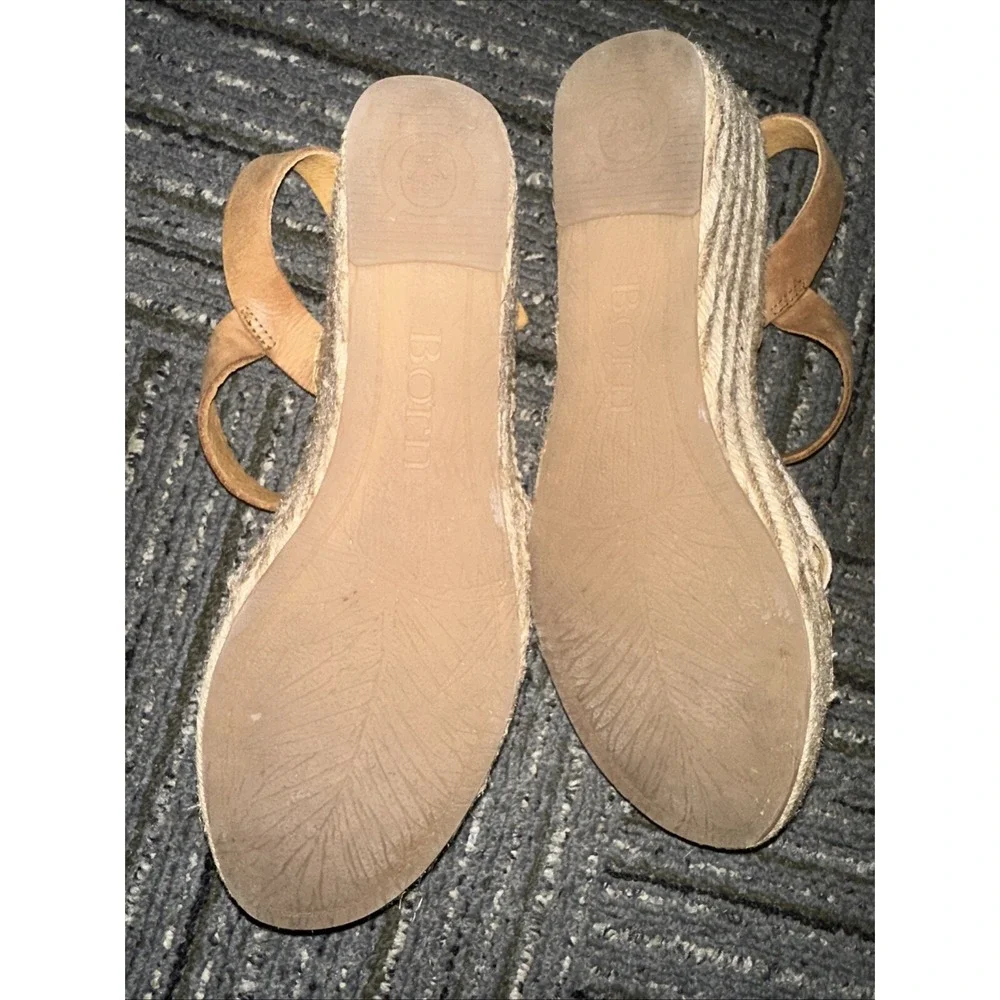 WOMENS BORN F64002 PAYETTE Wedge Sandals Size 10Natural Leather Espadrille w2116